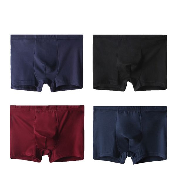 

4pcs men's boxers medium waist youth boxers qmilch elastic breathable comfortable new style mens underwear, Black;white