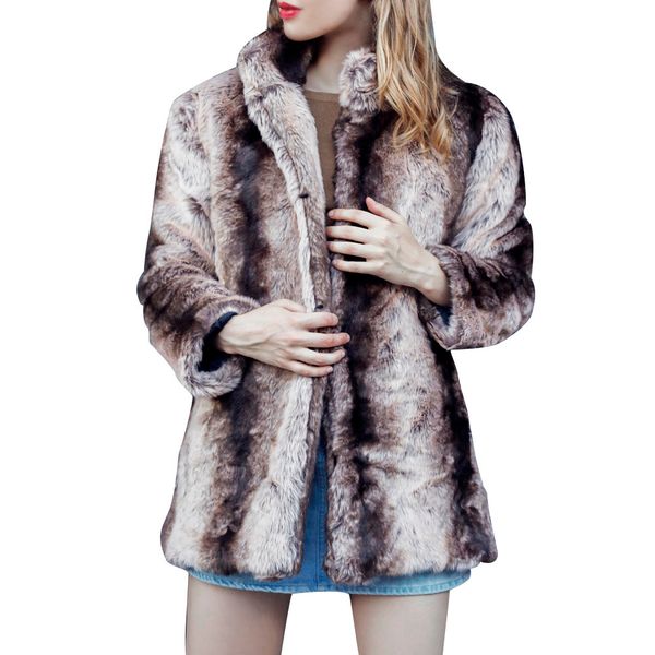 

faux fur coat women streetwear autumn winter casual solid color notch collar outwear women and blouses teddy coat plus size, Black