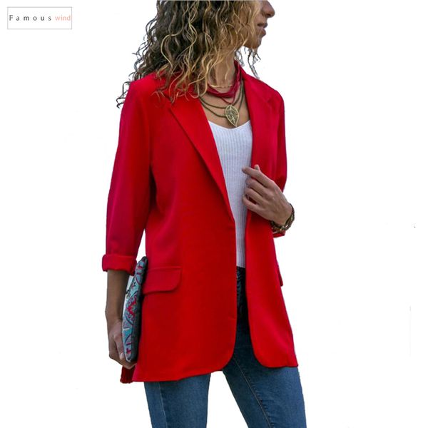 

новые 2019 весна женщина blazer с длинным рукавом фронт open легкие повседневный офиса отворот turn down воротник тонких куртками и пиджаки, White;black