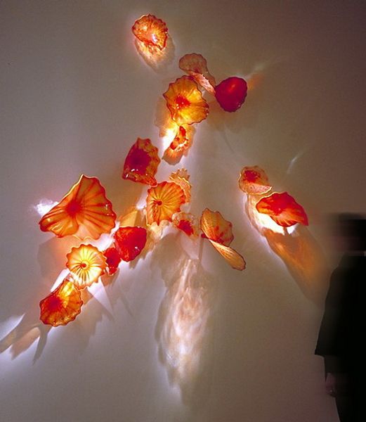 

2019 new arrival flower plates wall art italian chihuly style pure handmade blown glass wall lights