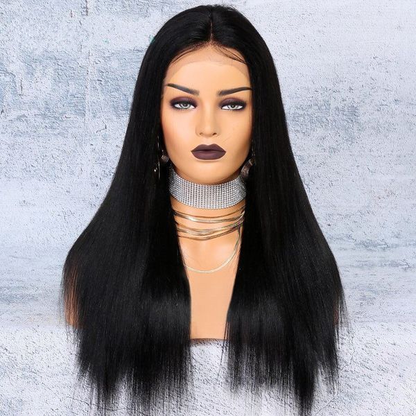 

glueless высший сорт бразильский человеческих волос парики натуральный прямой кружева фронт и полный кружева естественный цвет для чернокожи, Black;brown