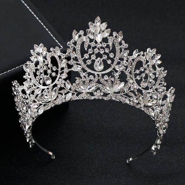 

european retro bride headwear baroque bridal crown fashion rhinestone hair jewelry queen princess headdress wedding accessories, Golden;white