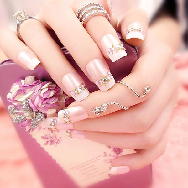 

manicures finished french bride fake nails false nails patches of 24 pieces beautiful easy to use, Black