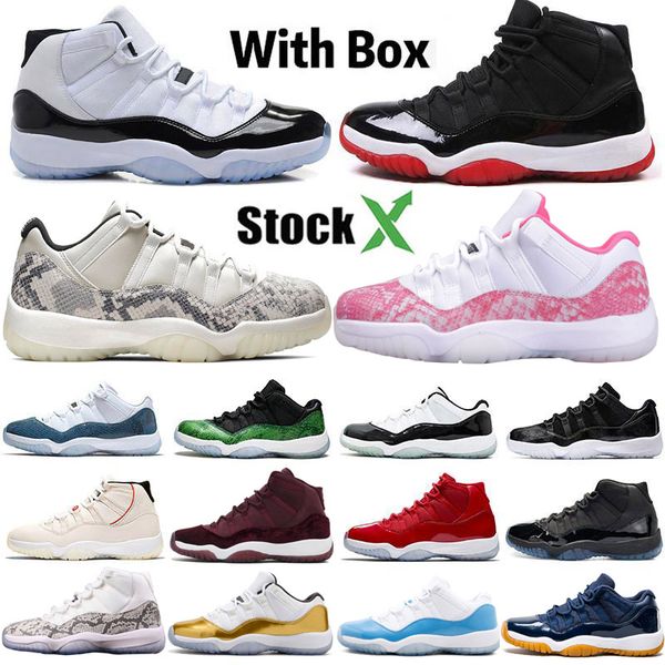 

with box stock x bred 11 mens basketball shoes 11s gym red unc platinum tint space jam cap and gown men women sports sneakers sz 5.5-13