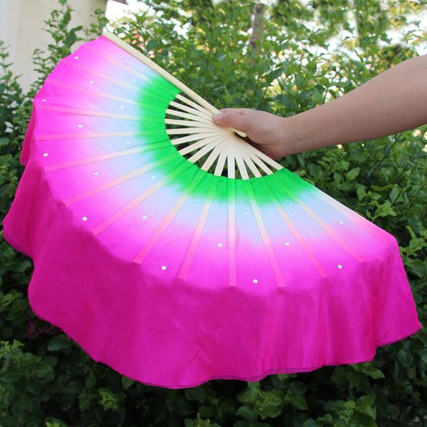 

stage wear 1pair =2pcs chinese short silk dance fan 30cm (12") bamboo+10cm (4") half circle over pink white purple black blue yell, Black;red