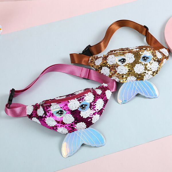 

childrens baby girls sequin belt waist bag one shoulder crossbody bag kid cartoon chest bag