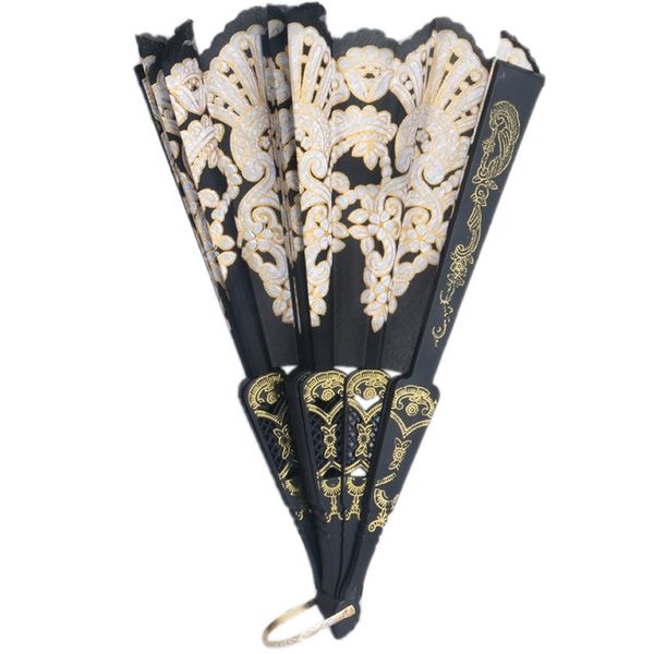 

black spanish style dance party wedding lace silk folding hand held flower fan