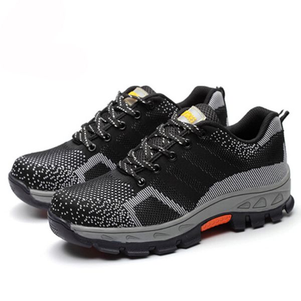 

spring summer work shoes men fahion mesh breathable steel toe casual boots labor insurance mens safety shoe hh-098, Black