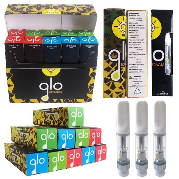 

GLO Пустые Vape Pen Картриджи 0,8 мл 1мл Керамическая Coil стекла Тележки 510 Thread Форсунка Голограмма Упаковка густое масло картридж