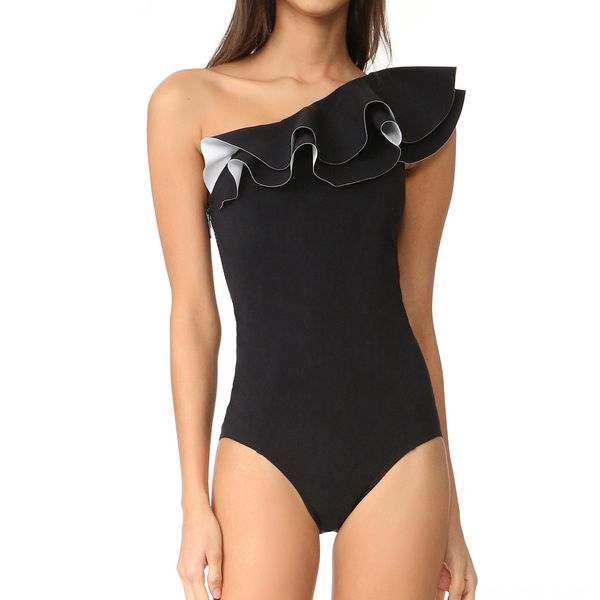

year shoulder sweet slim women's one-piece year shoulder sweet slim bikini swimsuit bikini women's one-piece swimsuit, White;black