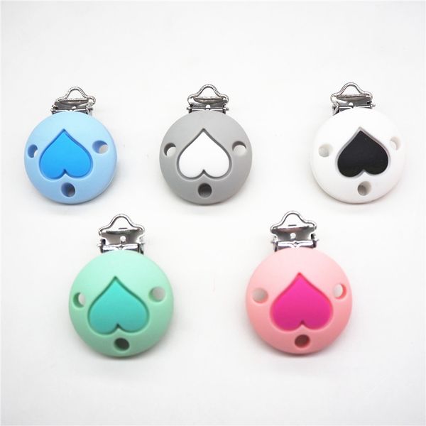 

chenkai 10pcs silicone round heart star crown teether clips diy baby pacifier dummy teething chain holder soother toy clips