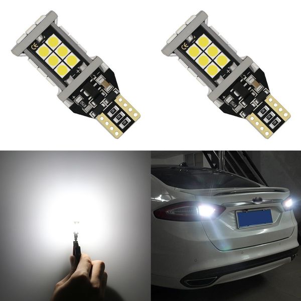 

2 pcs 1200 lumens bright error canbus extremely bright 3030 smd t15 912 w16w 921 led bulbs for backup reverse lights xenon white
