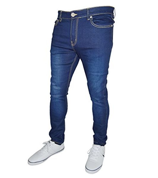 

westace mens stretch skinny fit jeans super spandex denim pants, Blue