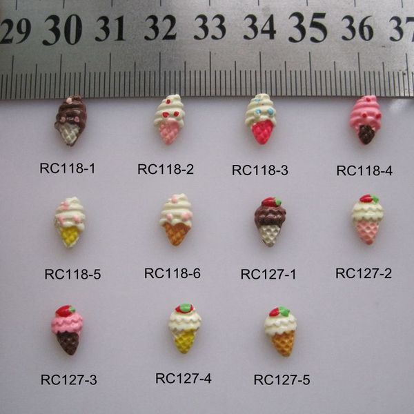 

rc118/127 30pcs/bag cartoon ice-cone ice cream deco resin cartoon deco nail art decoration nail diy, Silver;gold