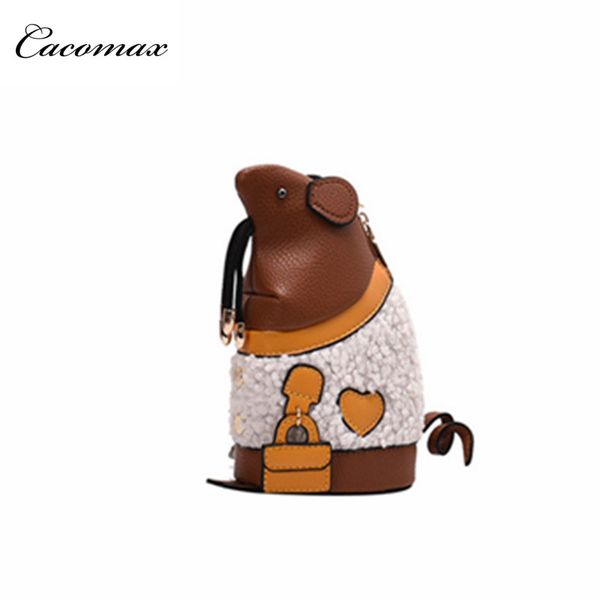 

design sense of lamb fur new year mouse bag female slung cute animal fur plush mobile phone bag