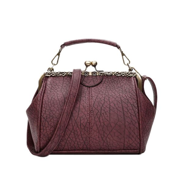 

asds-new retro handbag shoulder bag clip handbag crossbody bag zipper & hasp tote women's shoulder bags wine red