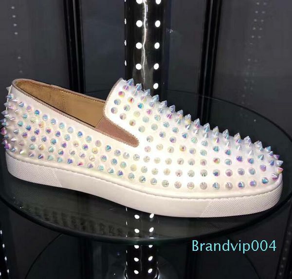 

2019 new designer high-end nailed shoes red shoes men's casual shoes women's low-sneakers, soft bottom, Black