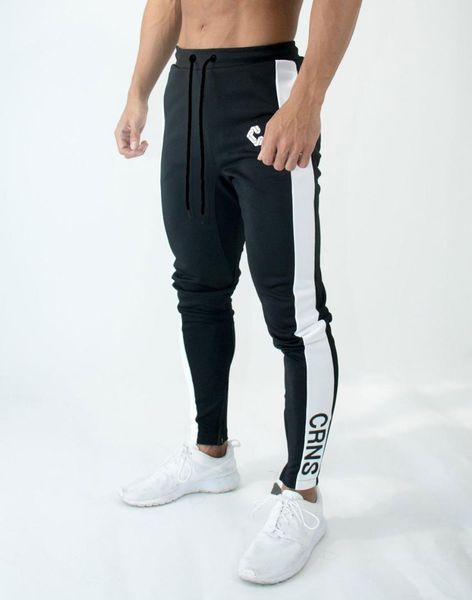 

mens joggers casual pants fitness men sportswear tracksuit bottoms skinny sweatpants trousers men pencil gyms jogger track pants, Black