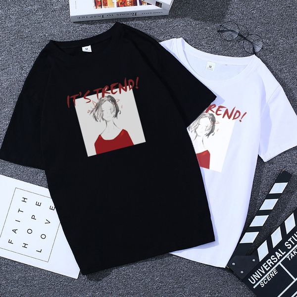 

fashion summer t shirt women it's trend letter printed tshirt girl short sleeve clothes for women harajuku female t-shirt, White