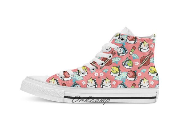 

sushi time with cody the lovebird friends custom casual high lace-up canvas shoes sneakers drop shipping