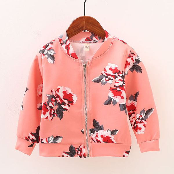 

fashion spring autumn kids girl jacket flower casual long sleeve zipper trench coats girls outerwear children clothing, Blue;gray