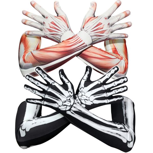 

halloween supplies gloves polyester born muscle pattern party cosplay men and women arm warmers mask