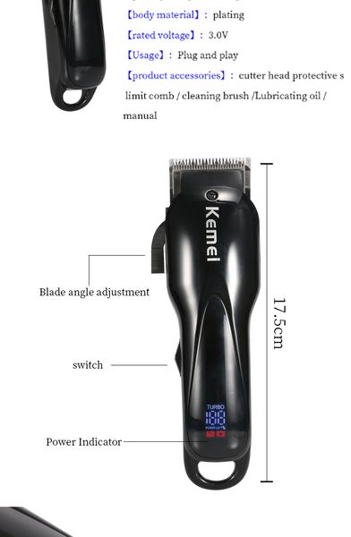 

kemei oil head hair clipper professional electric hair trimmer lcd display high power hair cutting shinon professional trimmer uwonq