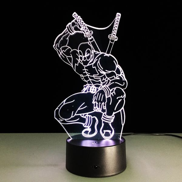 

3d illusion lamp superhero deadpool novelty night light beside lamp with 7 color change,smart touch & abs base,kid's cool gift