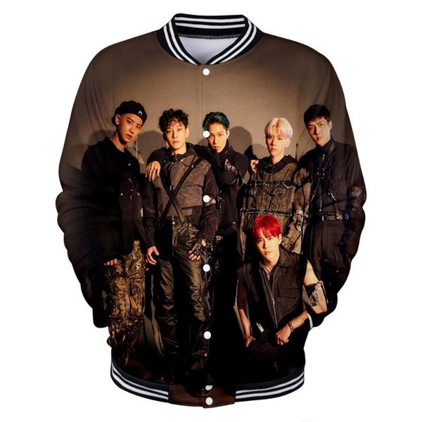 

kpop exo good quality 3d fashion baseball jackets women/men fashion long sleeve jacket casual hip hop style streetwear clothes, Black;brown