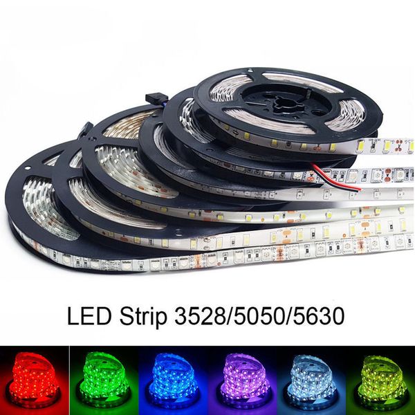 

dc12v 5m 5050 3528 5630 светодиодные полосы света теплый чистый белый красный зеленый rgb гибкий 5m roll 300 светодиодов открытый ленты