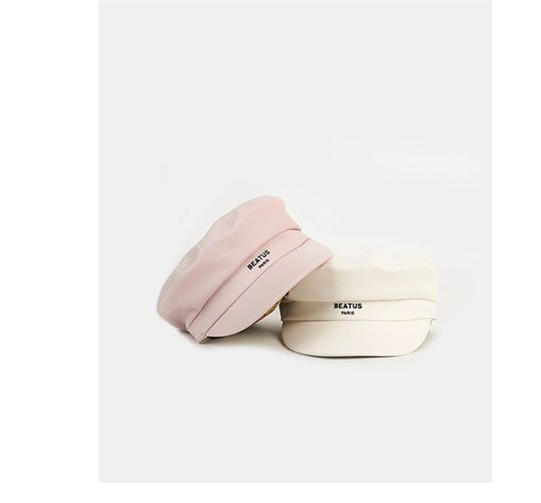 

Simple felt pu leather beret hat women cap female ladie beanie beret girl for pring and autumn