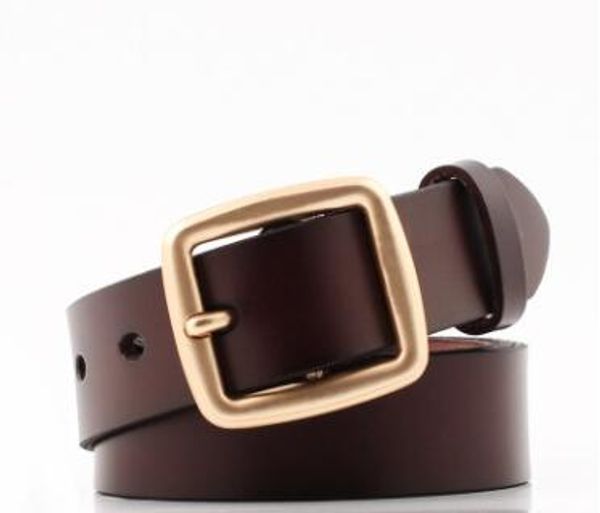 

66fashion british style two cowhide casual belt men real cowhide smooth buckle belt youth belt a generation hair, Black;brown