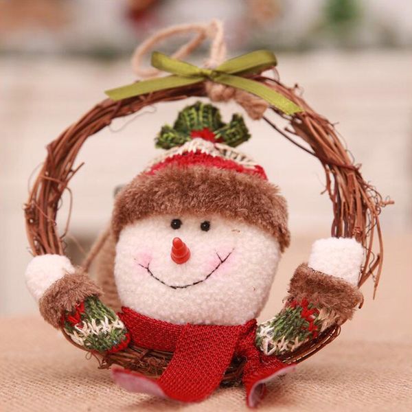 

16*18cm christmas ornaments home santa claus snowman hang rattan wreath christmas decorations home pendant enfeites de natal