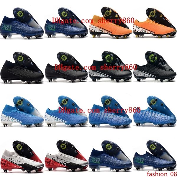 

2019 mens soccer shoes mercurial superfly 7 elite sg-pro ac soccer cleats cr7 football boots mercurial vapors 13 elite sg
