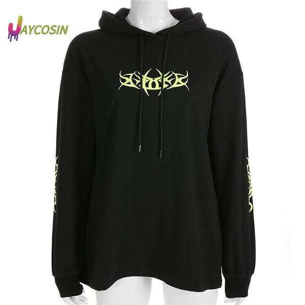 

jaycosin ladies sweatshirt womens ladies loose long sleeve print blouse pullover shirt hoodies buzo mujer de algodon, Black