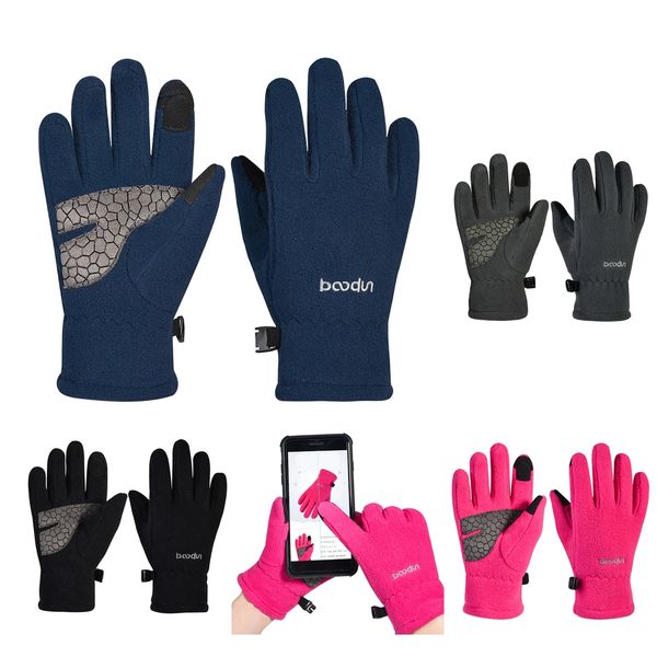 

kids bicycle gloves full finger bike workout winter warm touch screen gloves