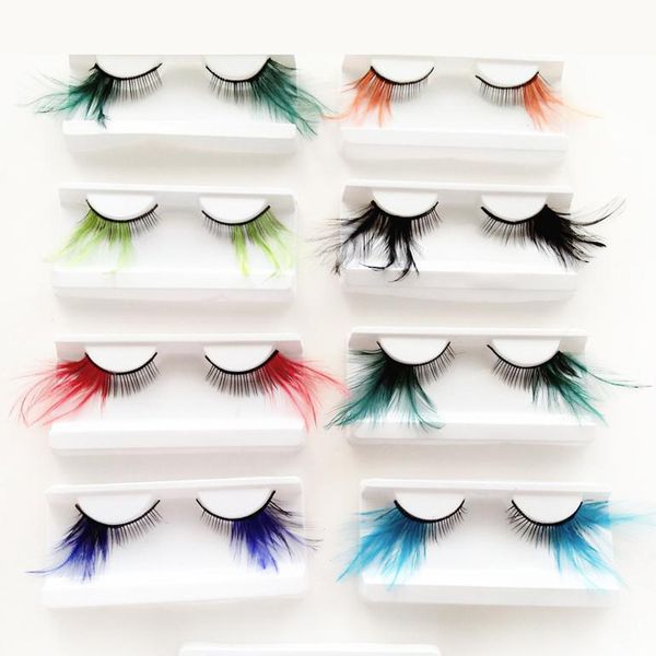 

feather false eyelash color tail lengthen false eyelash drama stage makeup exaggerated modeling eyelashes