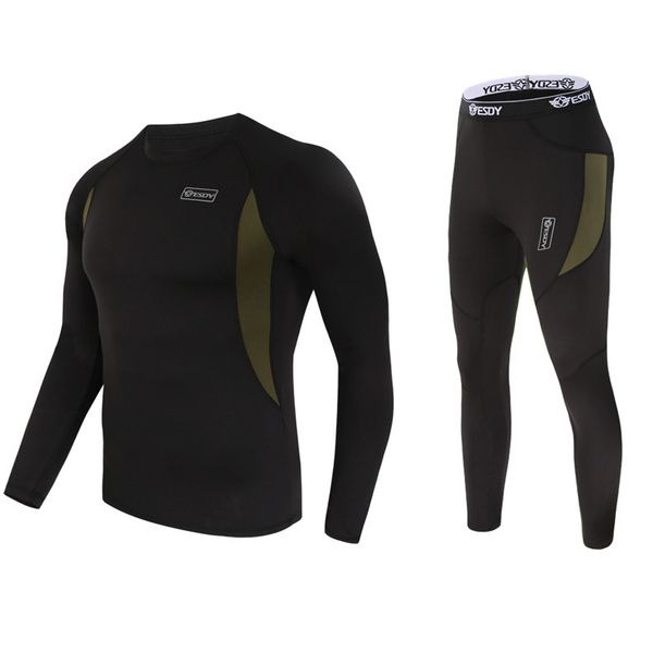 

2017 new men thermal underwear sets compression fleece sweat quick drying thermo underwear men clothing, Black;white