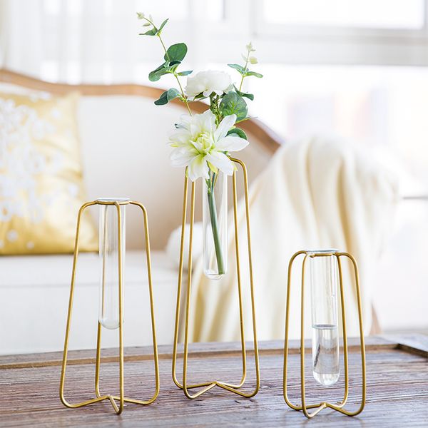 

northern europe gold iron shelving flower vase garden modern brief creative decor decoration deskdecoration