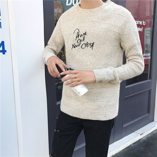 

casual knitted pullover woolen sweater men o-neck knitted pullover solid men clothes 2018, White;black