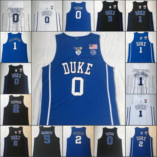 

Duke Blue Devils 1 Zion Williamson 0 Jayson Tatum 2 Cam Reddish 5 R J Barrett College Basketball Wears University Shirt Stitched jersey