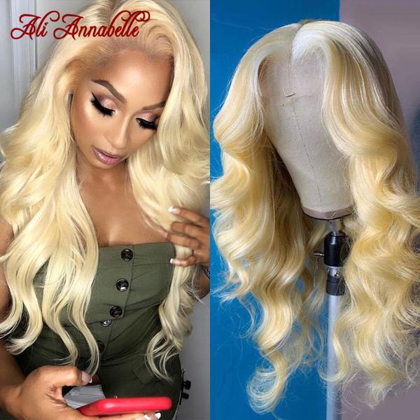 

613 lace front wig pre plucked with baby hair brazilian body wave wig 13x6 blonde lace front human hair wigs for black women, Black;brown
