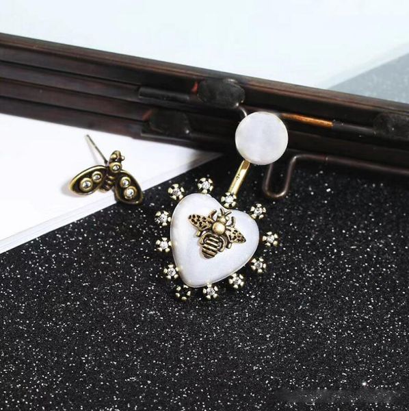 

2019 NEW HOT VINTAGE Women Fashion Luxury Brands Earrings Bee/Heart/Pearl Stud Earrings Designer Jewelry