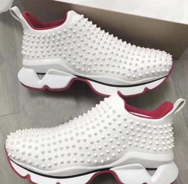 

2019 new women men original genuine leather hoe de igner red woman ca ual hoe comfortable man neaker ize 35 45