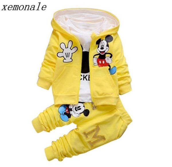 

2019 new children girls boys fashion clothing sets autumn winter 2 piece suit hooded coat clothes baby cotton brand tracksuits y19al, White