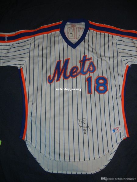 

retro rawlings #18 darryl strawberry new york ny jersey 46 signed autograph coa 1986 mens stitched baseball jerseys, Black;blue