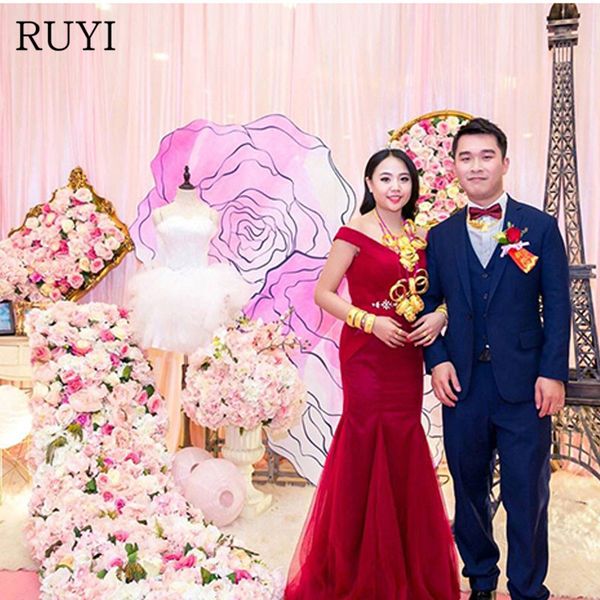 

1 pcs wedding artificial flower wall stage background decoration flower l holiday party home decoration silk props