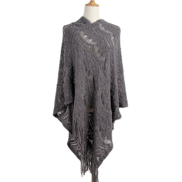

woman cloak hollow out autumn sweater european style christmas sweater red white elegant lady pullover, Black