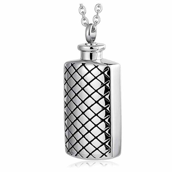 

personalized square keepsake ashes necklace urn pendant cremation memorial jewelry / silver