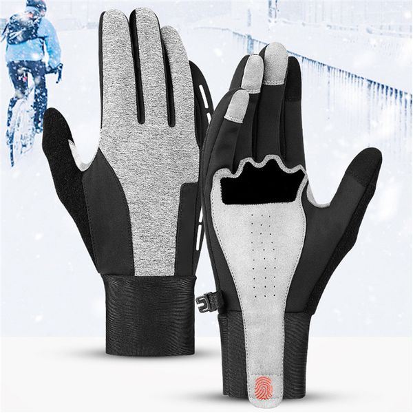 

cycling gloves waterproof gloves bike riding full finger touchable warm zip, Black
